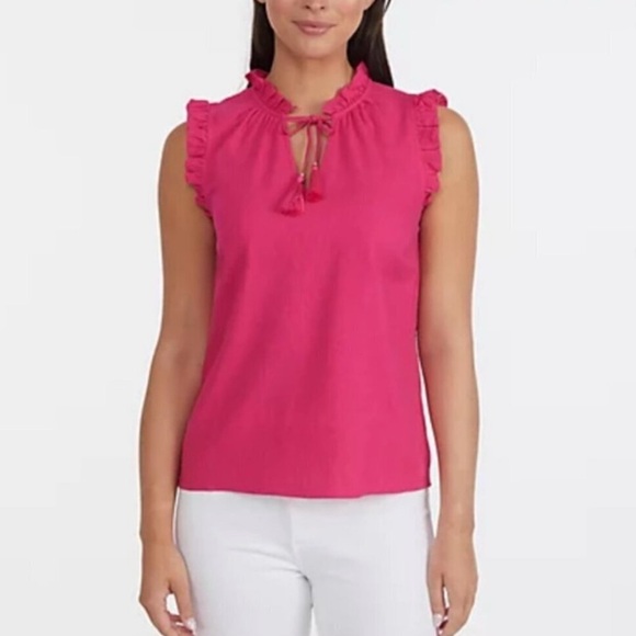 Ellen Tracy Fuchsia Ruffle Sleeveless Blouse XL NWT - Picture 3 of 9